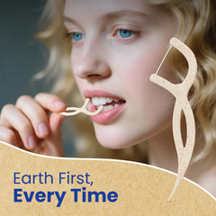 Eco-friendly floss picks for on-the-go oral care.