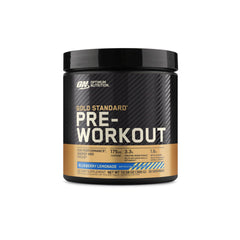 Front view of Optimum Nutrition Gold Standard Pre-Workout Blueberry Lemonade 30 servings