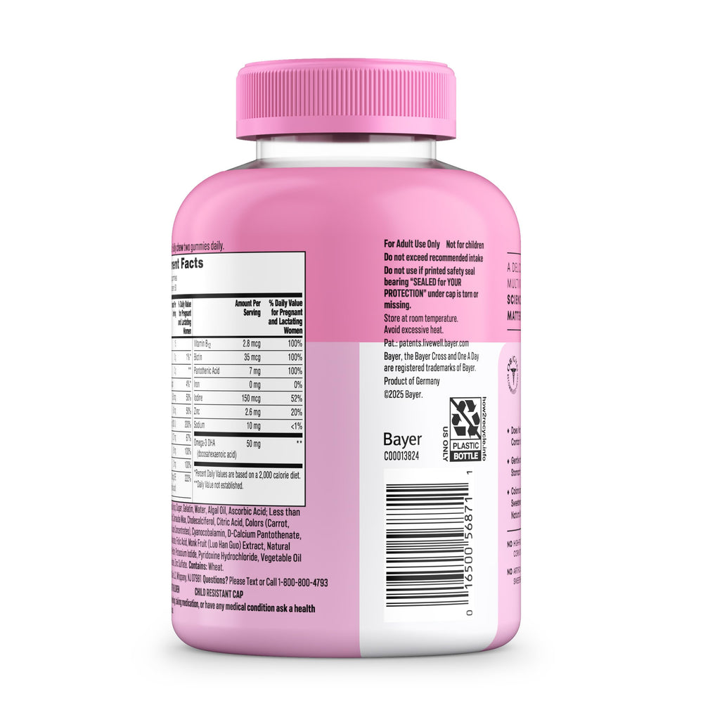 Ingredients and allergen information for prenatal gummies