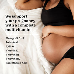 Prenatal gummies showing iodine, DHA, and folic acid nutrients