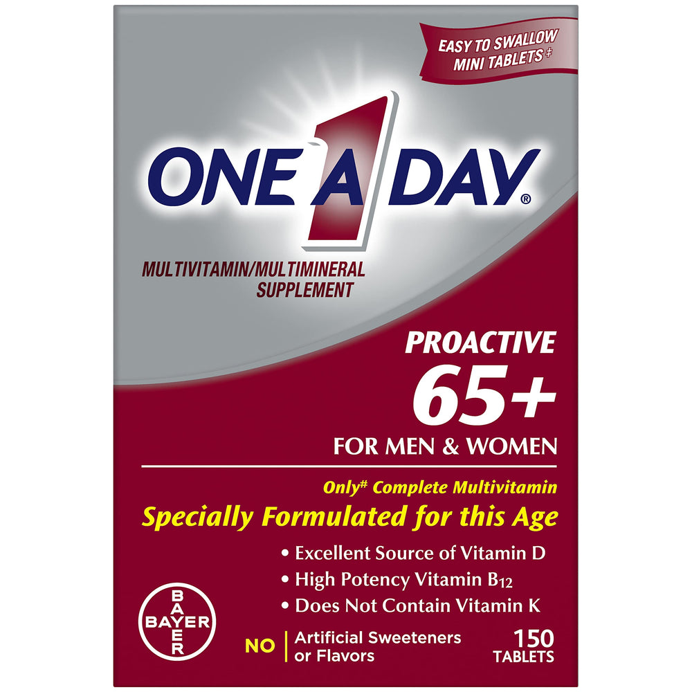Front view of One A Day Proactive 65+ bottle