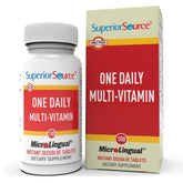 Front view of Superior Source One Daily Multi-Vitamin bottle with 100 Instant Dissolve tablets