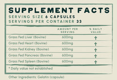 One Earth Health organ meats capsules close-up highlighting concentrated nutrients.