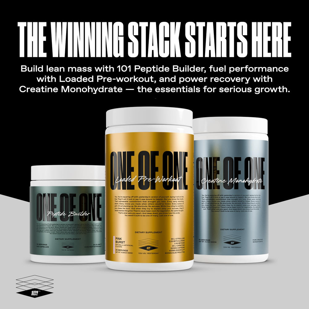 ONE OF ONE Loaded Pink Burst with gym weights signals endurance potential.