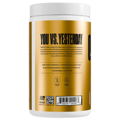 ONE OF ONE Loaded Pre-Workout Pink Burst powder close-up highlighting mixability.