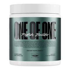 ONE OF ONE Peptide Builder bottle front for muscle-building formula visuals