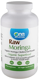 One Planet Nutrition Moringa Capsules bottle with 120 servings