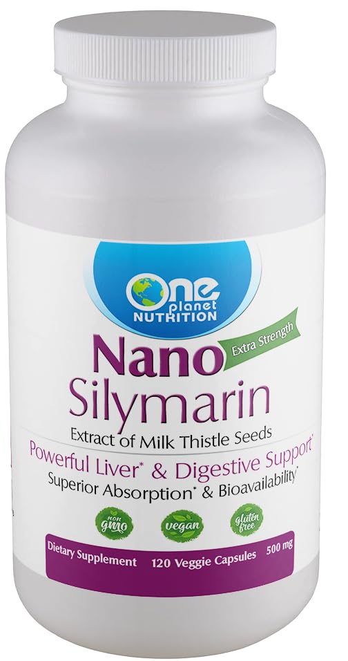 Product image showing One Planet Nutrition Nano Silymarin 500 mg capsules in a bottle