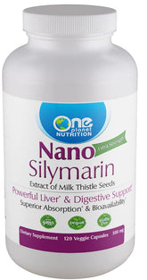 Product image showing One Planet Nutrition Nano Silymarin 500 mg capsules in a bottle