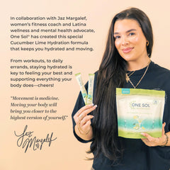 Lifestyle mockup showing On-The-Go hydration with One Sol Hydration