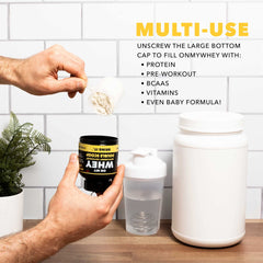 ONMYWHEY Inside hash marks help you measure exact doses.