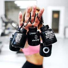 Portable to-go powder container for gym use