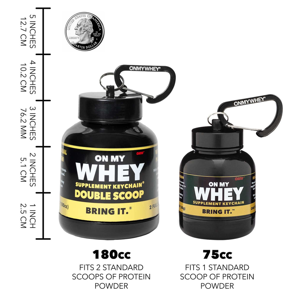 ONMYWHEY Portable preworkout holder fits in a pocket or backpack.