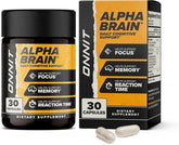 Front view of ONNIT Alpha BRAIN 30-count bottle