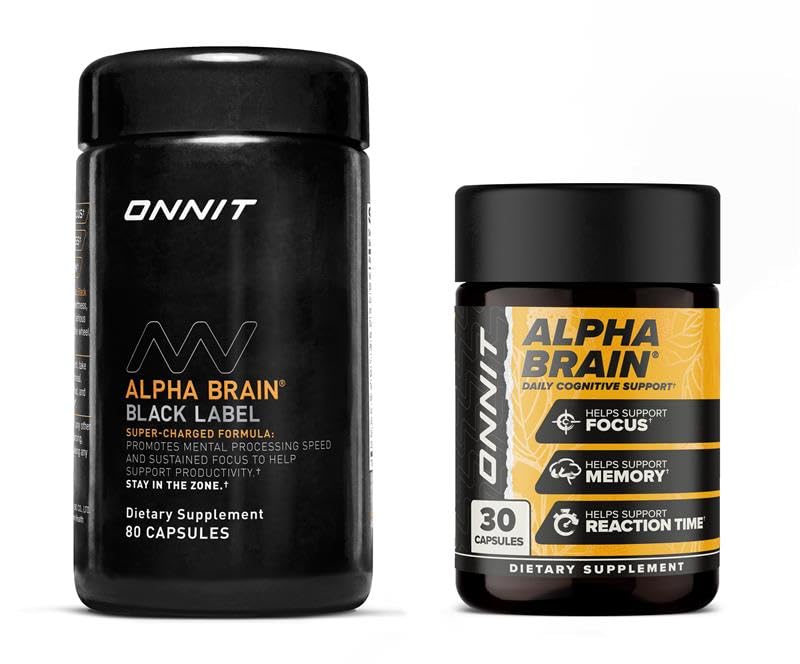 ONNIT Premium Alpha Brain Bundle – Alpha Brain 30ct + Alpha Brain Black Label 80ct