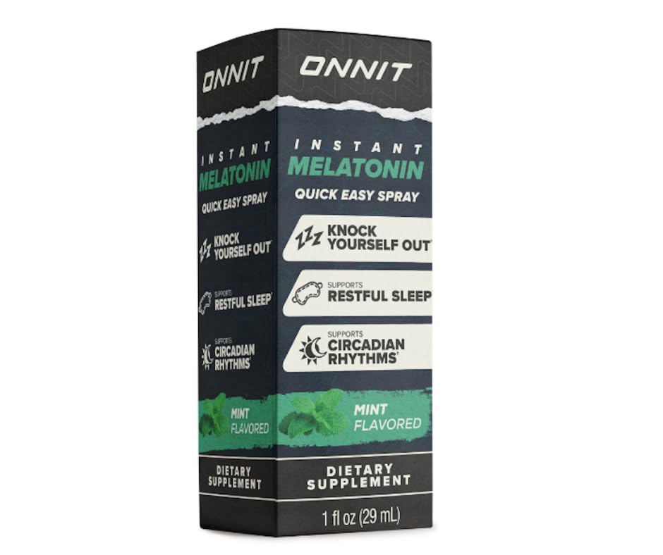Mint-flavored ONNIT Melatonin spray with mint imagery