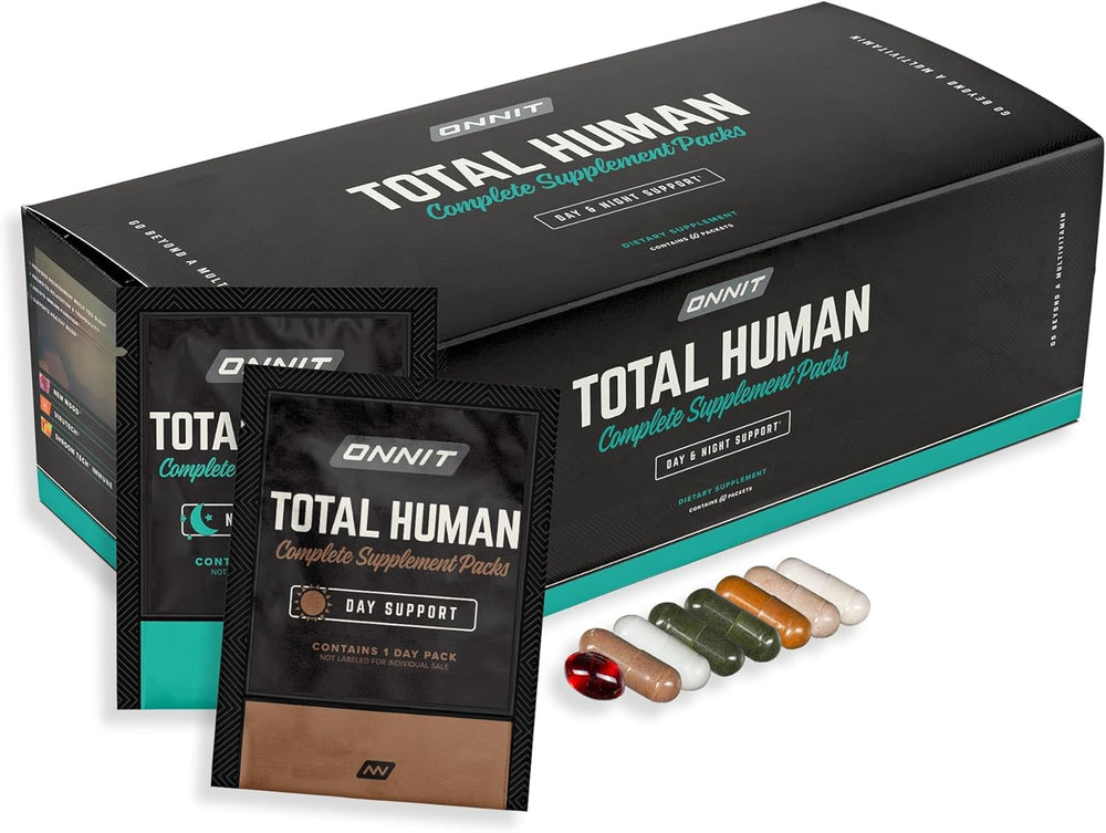 Front view of ONNIT Total Human Day Pack bottle