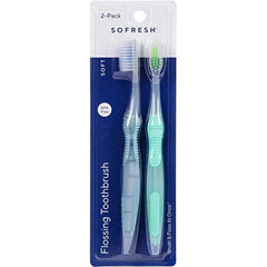 ONOW Sofresh Flossing Toothbrush 2 Pack Soft – soft bristles, battery-powered, adult use