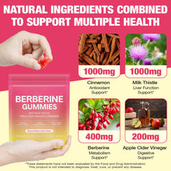 Onznoz Berberine Gummies bottle back detailing ingredients for gut and immune health