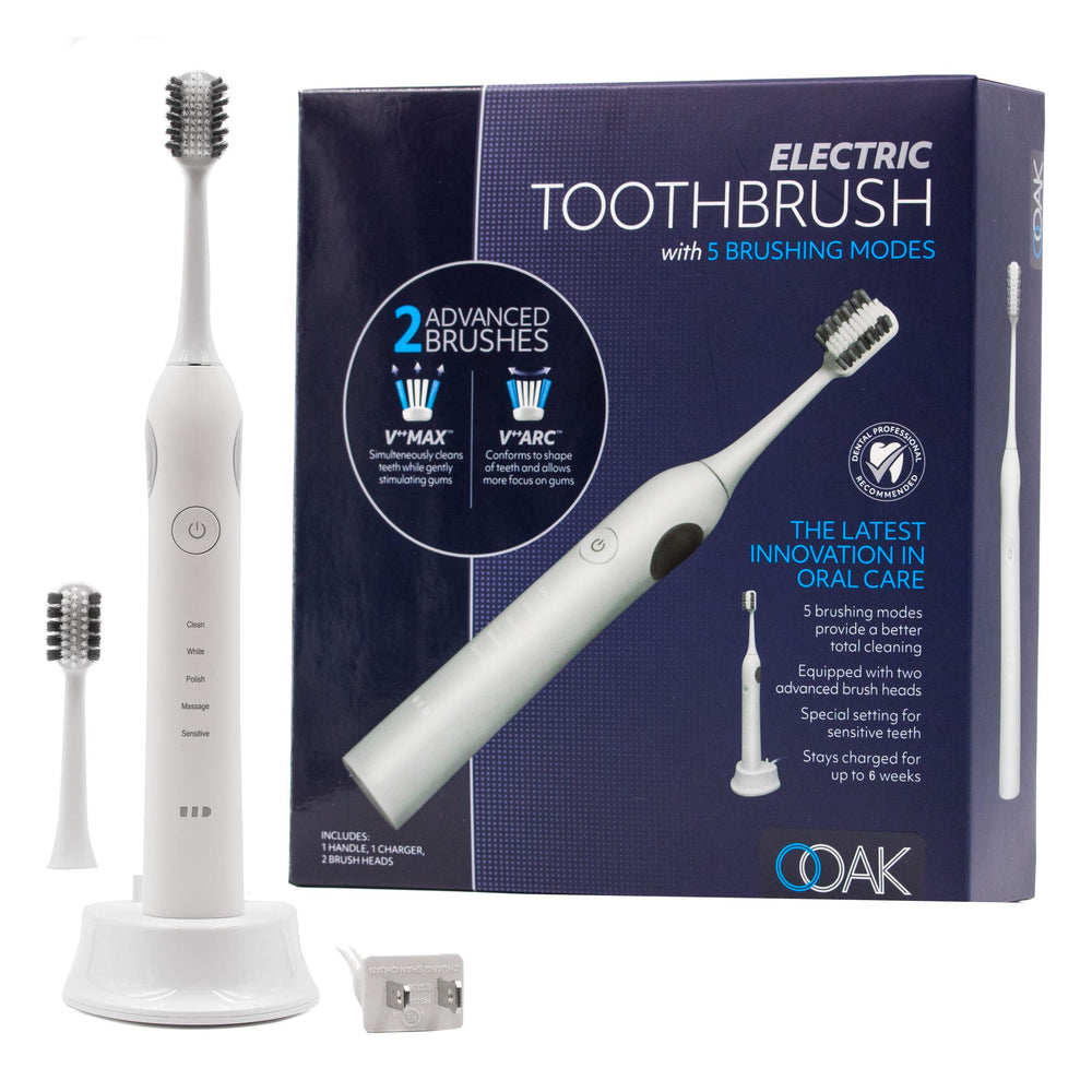 Ooak electric toothbrush in white with 5 brushing modes
