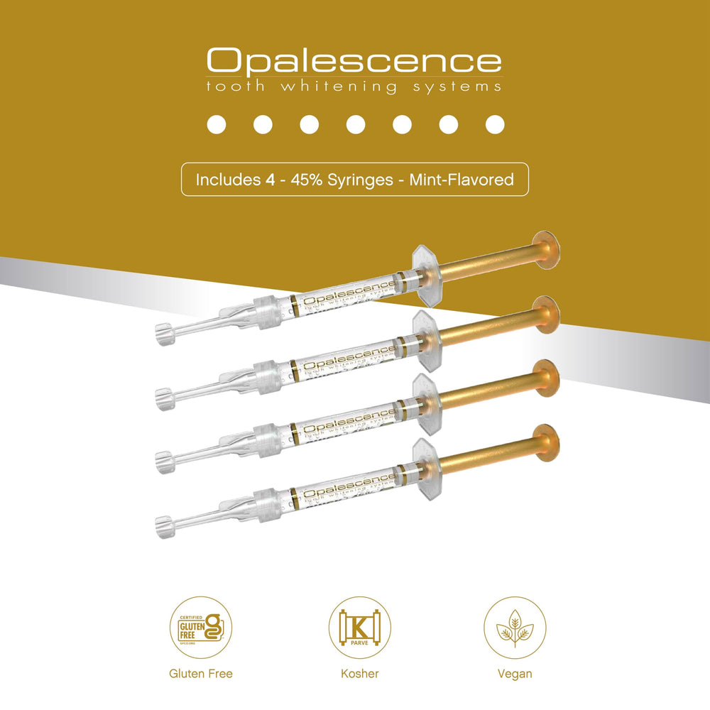 Close-up of Opalescence 45% whitening gel syringe