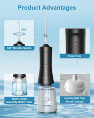 Close up of 300ml water tank on Operan Water Flosser Black