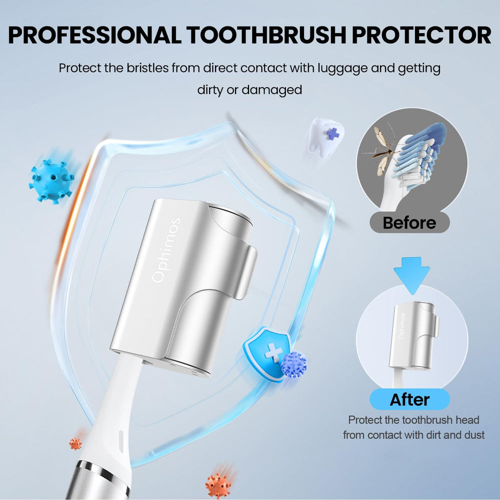 Ophimos aluminum toothbrush caps 4-pack silver variant - another angle
