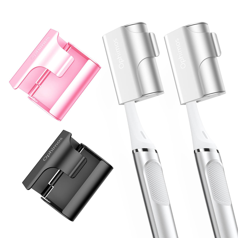 Ophimos aluminum toothbrush cover cap in silver color - front view