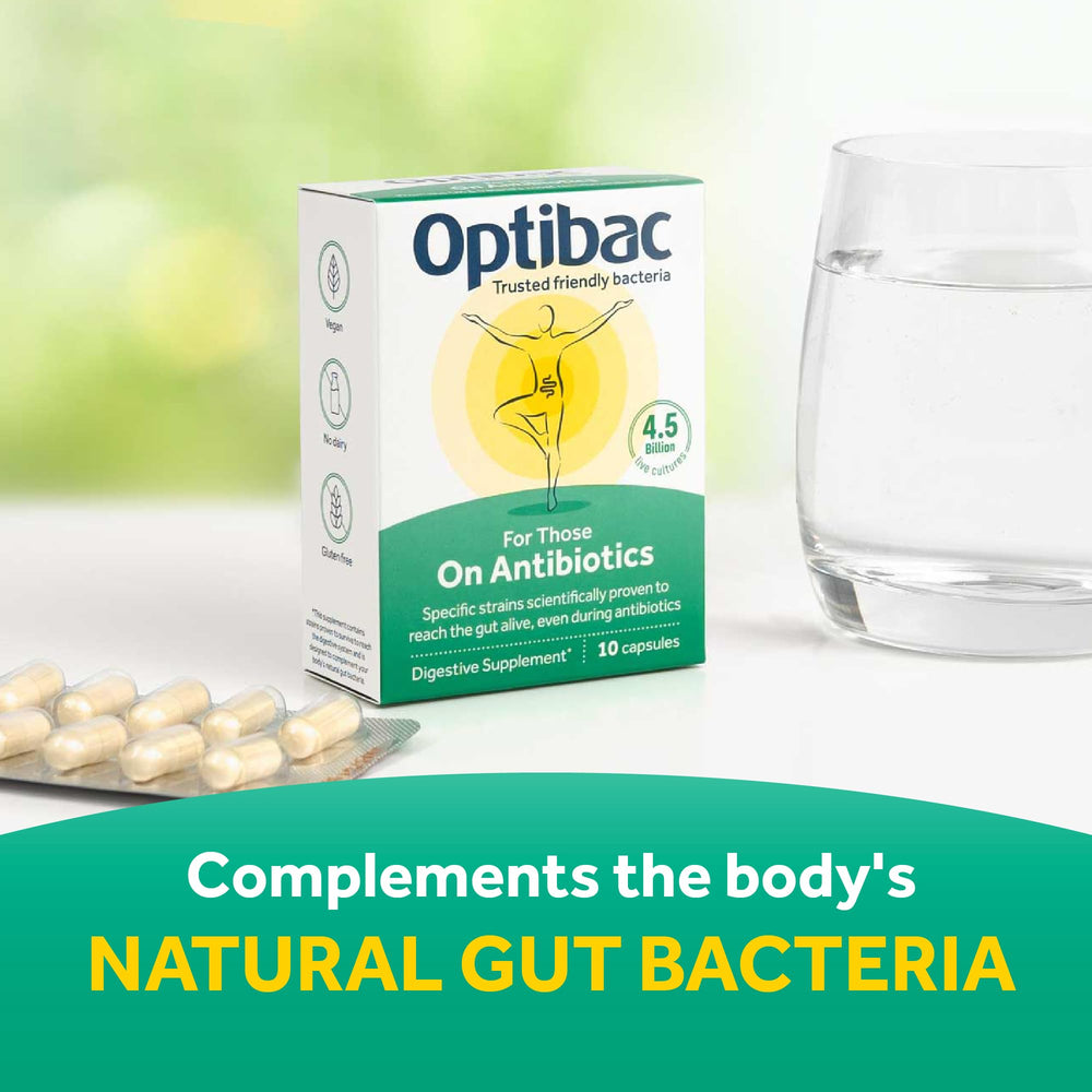 Side view of OptiBac Probiotics bottle on white background