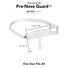 Close-up of lightweight plastic hook suspending eyeglasses above the nose