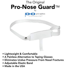 Foam pad resting on the forehead for extended wear comfort