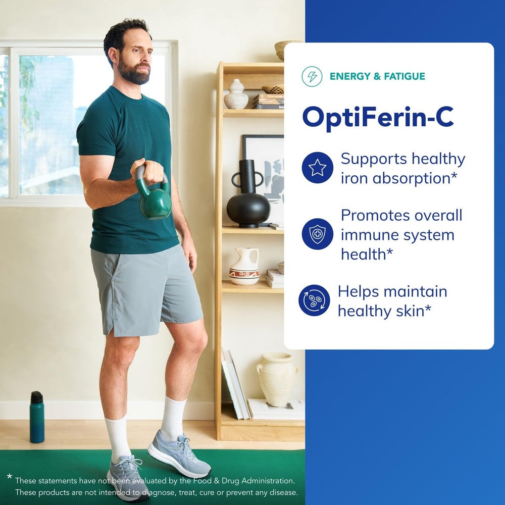 OptiFerin-C capsule close-up showing a small daily dose for ease of use.