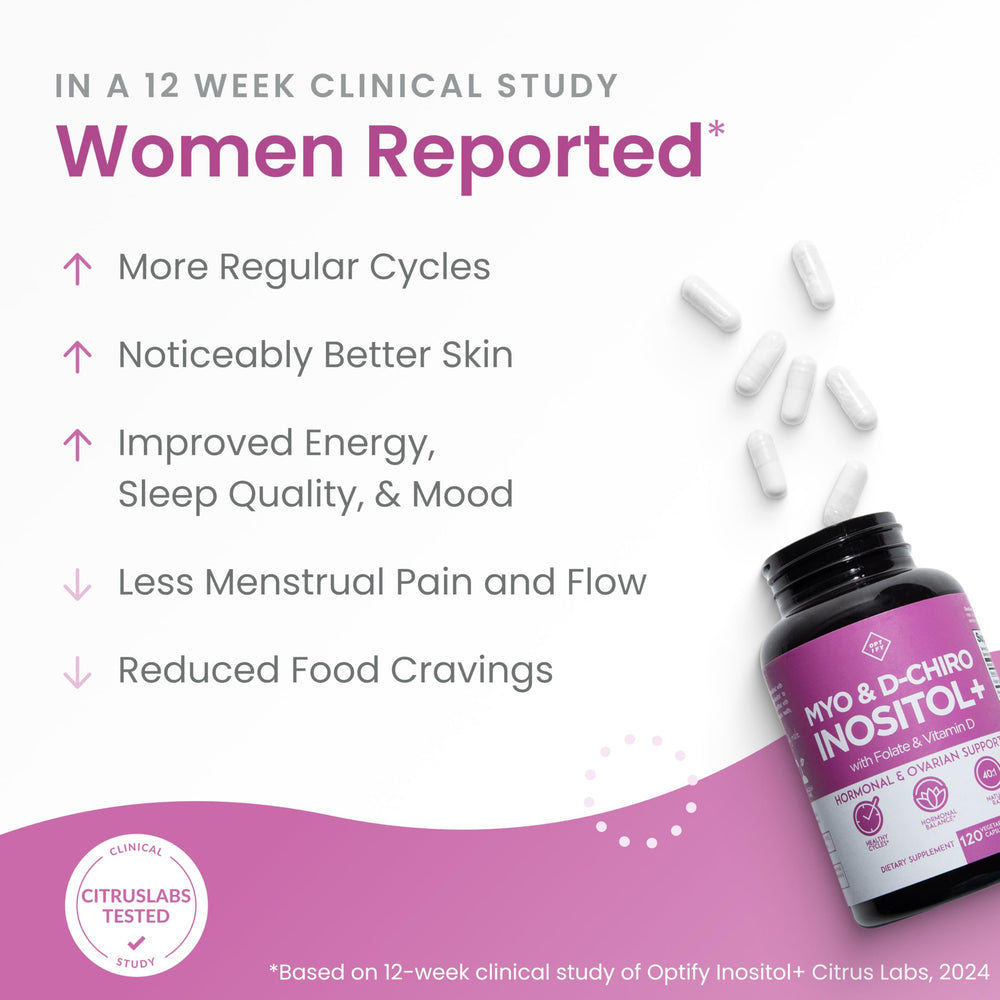 Optify label highlights folate and vitamin D support for women's health.