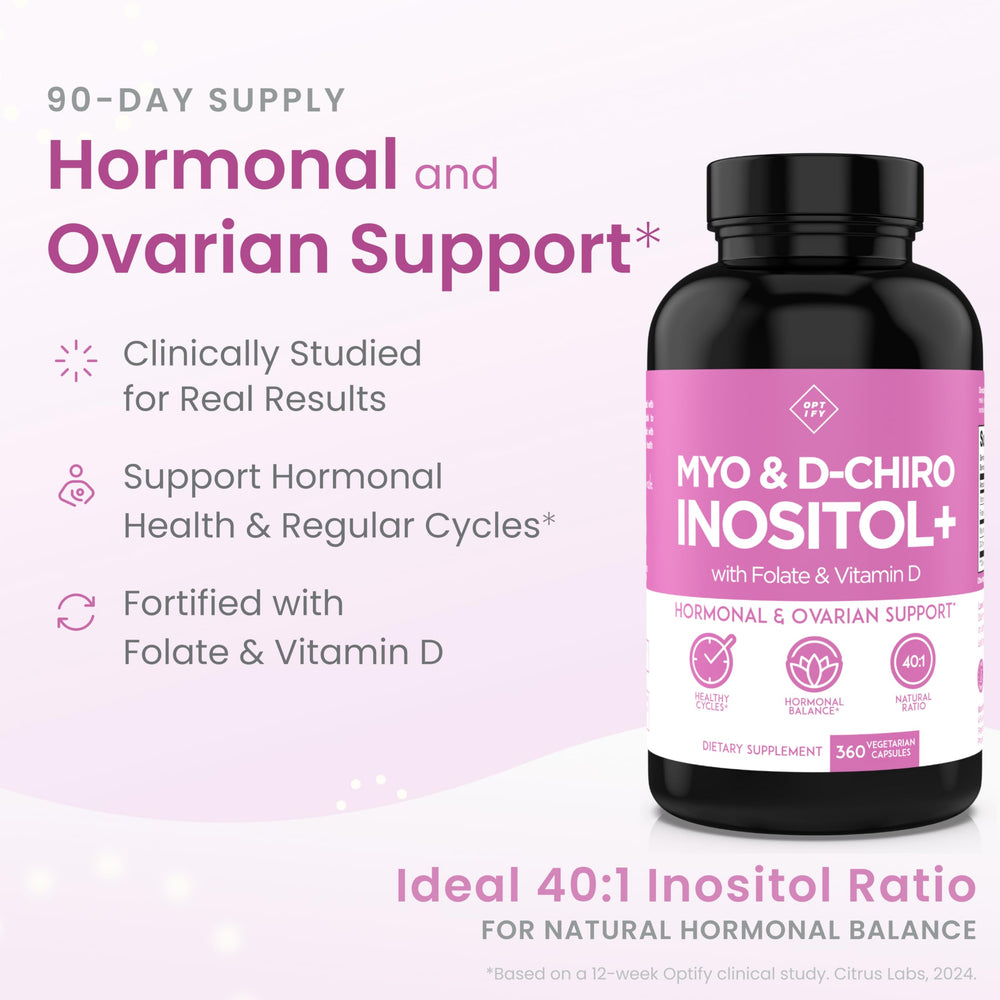 Close-up of Optify Inositol label showing 40:1 ratio
