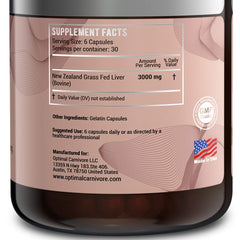 Serving suggestion showing six capsules per daily intake