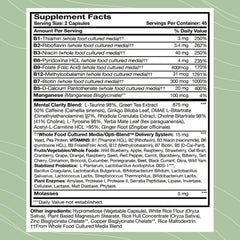 Optimal Health Systems B Awake capsules closeup showing daily focus benefits.