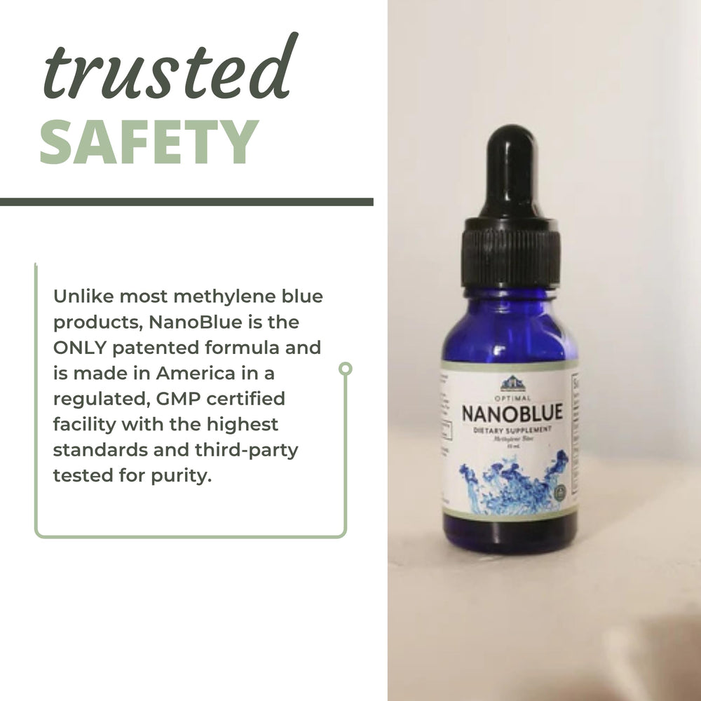 Optimal Health Systems NanoBlue purity-lab testing certificate attests to safety and quality.