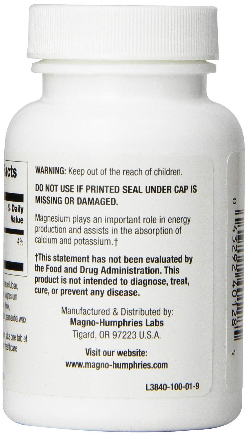 Close-up of magnesium gluconate tablets - 250 mg each