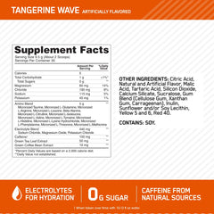 Back label with nutrition information on Amino Energy Tangerine Wave