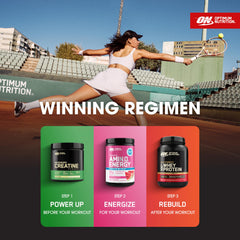 Clear Optimum Nutrition packaging and powder appearance for quality trust.