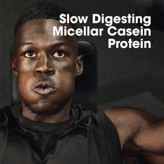 Optimum Nutrition Gold Standard Casein mixed shake—Chocolate Peanut Butter flavor in a smooth night-time drink.