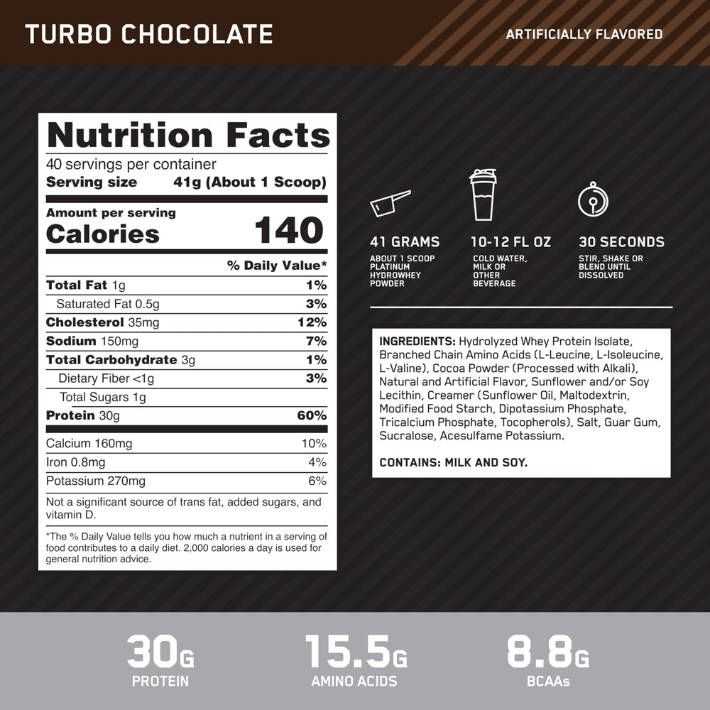 Close-up of hydrolyzed whey protein isolate label