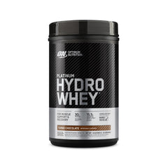 Optimum Nutrition Platinum Hydrowhey Turbo Chocolate bottle shows fast-acting protein for post-workout recovery.