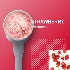 Optimum Nutrition Serious Mass strawberry shaker ready to mix a shake.