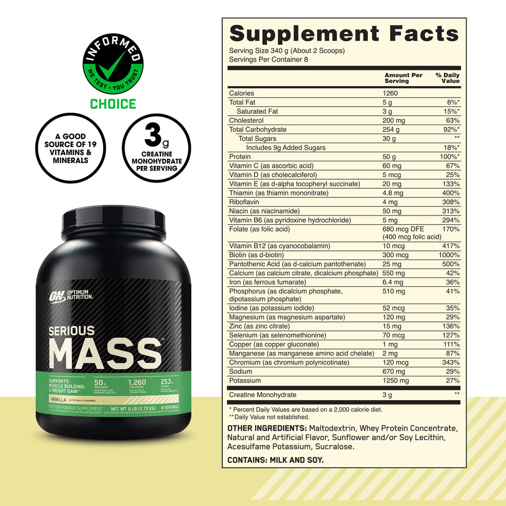 Serving size illustration for Serious Mass 2 scoops