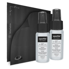 OPTIPAK Sparkle lens cleaner kit with two 1oz spray bottles and two microfiber cloths