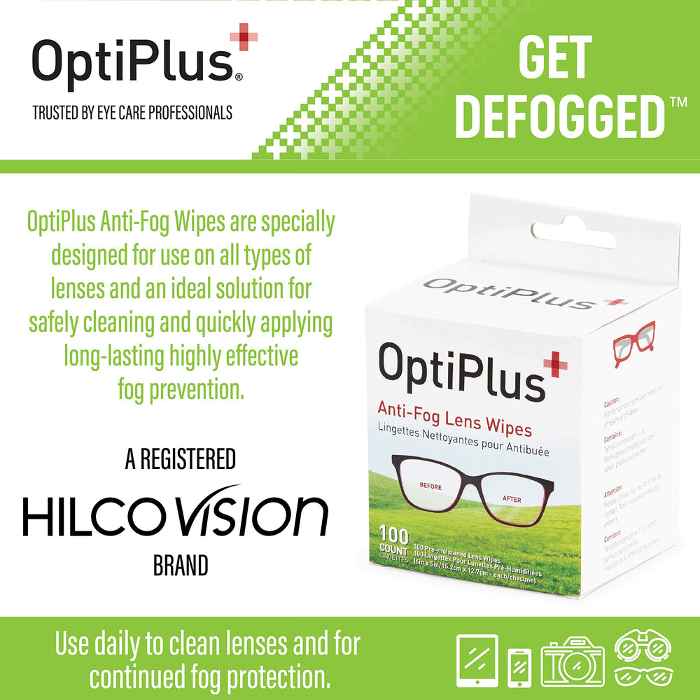Glasses being cleaned with OptiPlus anti-fog wipes