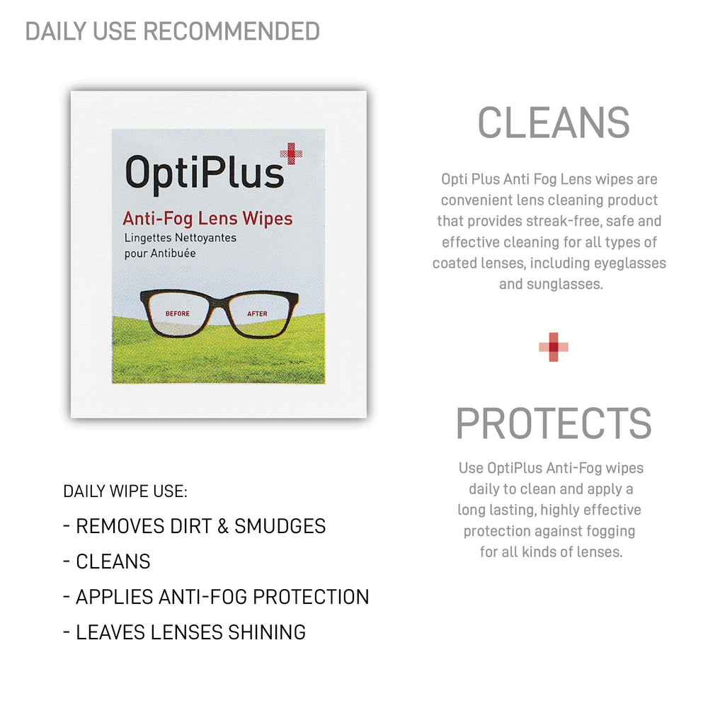 Goggles cleaned with OptiPlus anti-fog wipes