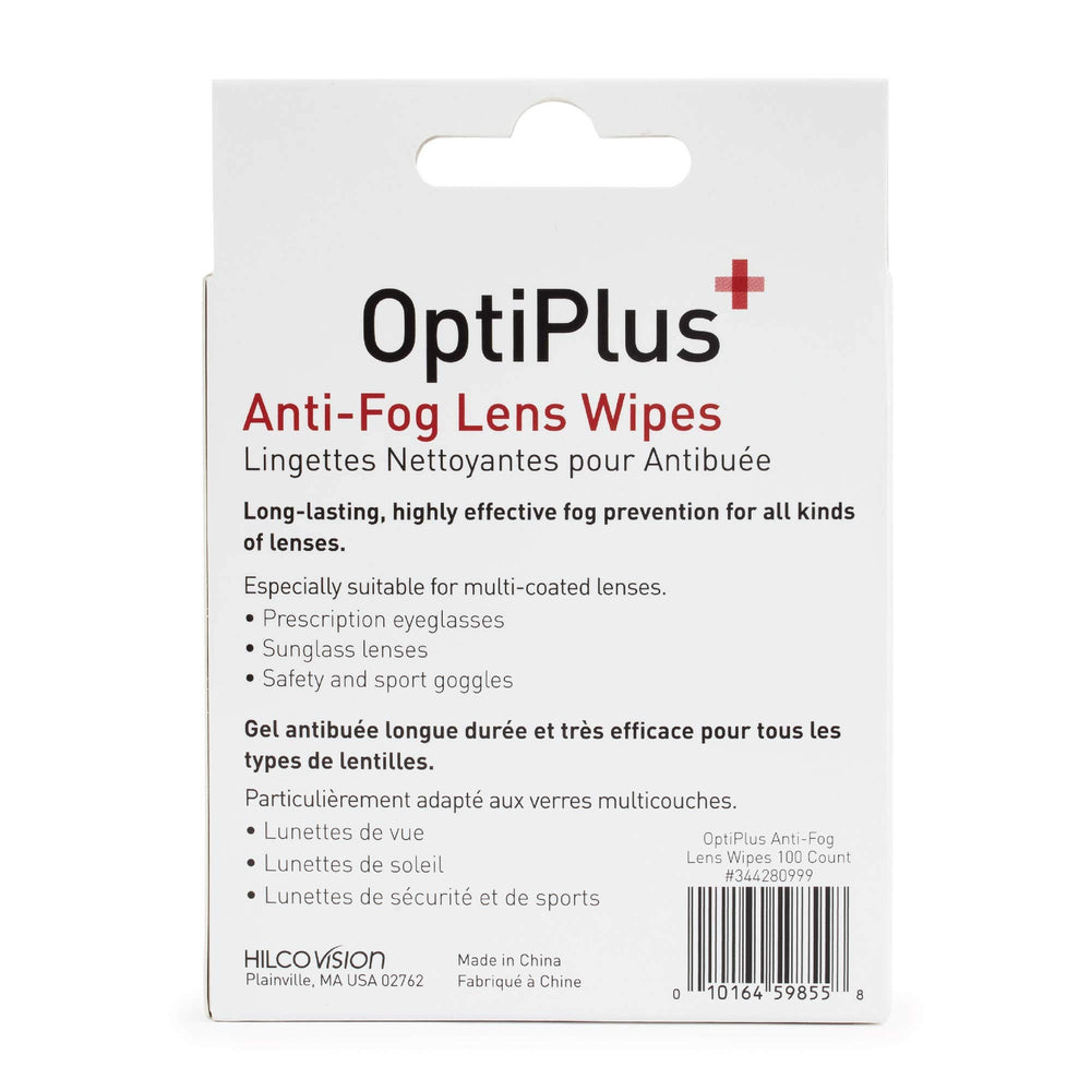 Sunglasses being cleaned with OptiPlus anti-fog wipes