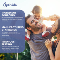 OPTIVIDA 6-in-1 Synbiotic 30-day supply bottle on counter